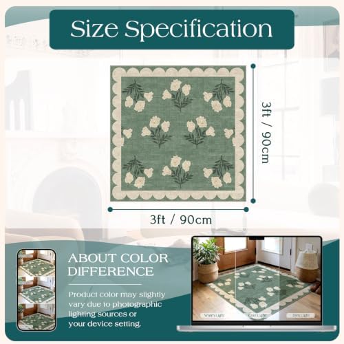 3x3 Square Entryway Rug - Front Door Mat Indoor Outside Entrance