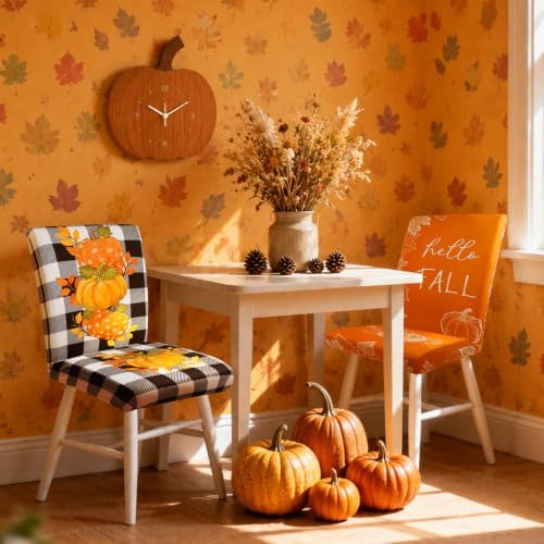 Fall Chair Covers Set of 6 Pumpkin Chair Back Covers Fall Dining Chair Covers for Party Kitchen Decorations