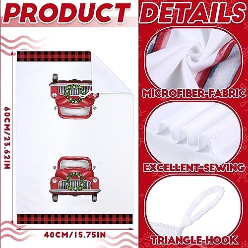 Bencailor 6 Pcs Christmas Kitchen Towel, Red, Truck