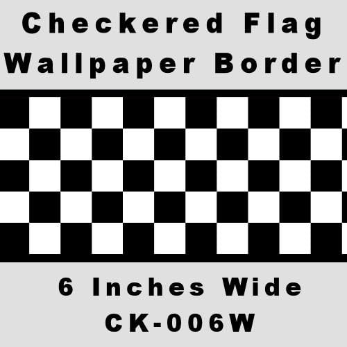 Checkered Flag Cars Wallpaper Border / Black / 6 Inch