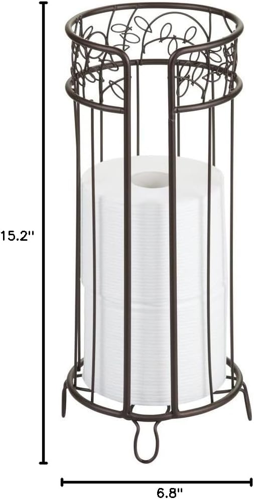 iDesign Metal Toilet Tissue Holder Stand, 6.8" x 15.2", Bronze | The Twigz Collection, Holds 3 Rolls of Toilet Paper