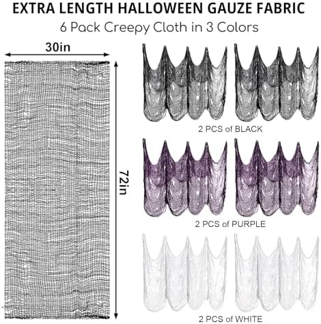 Legigo 6 Pack Halloween Creepy Cloths, Halloween Fabric Yard Decorations
