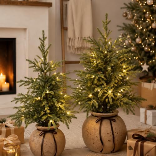 2 Pack 2FT Artificial Norfolk Pine Tree, abletop Decor Plants