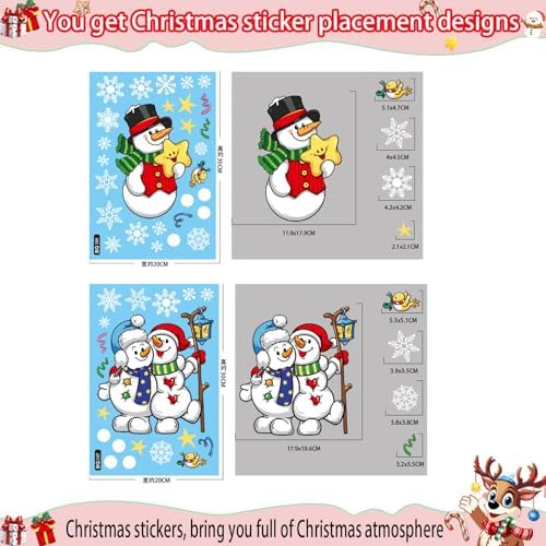 147Pcs Christmas Window Clings Winter Snowflake Decorations Christmas Window Clings Snowflake Stickers for Glass Windows Holiday Winter Indoor Party Bedroom Decor