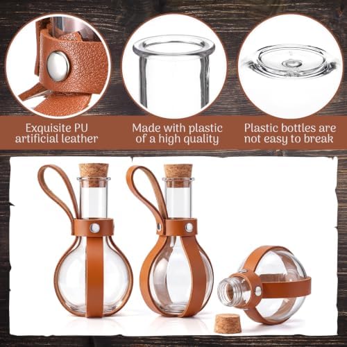 Baderke 6 Set 3oz Plastic Potion Bottle with Cork Stopper, Coffee