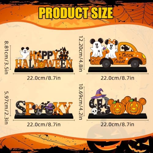 4pcs Halloween Table Decorations Mouse Wood Centerpieces