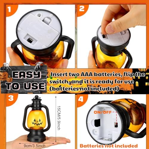 ROCEEI 12 Pcs Halloween Mini Pumpkin Lantern 6" Jack O Lantern
