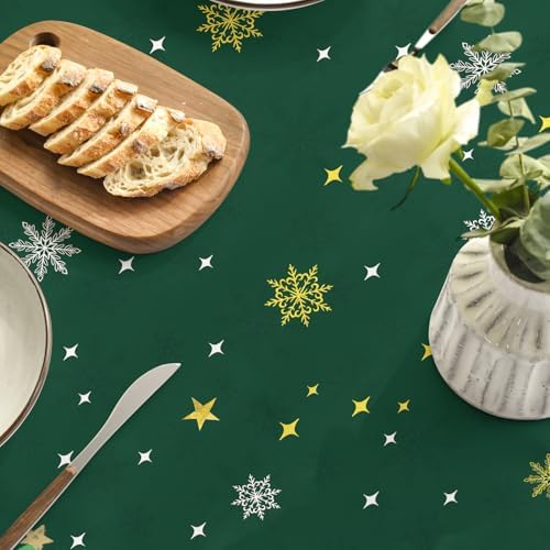 Horaldaily Christmas Tablecloth 90 x 90 Inch Round Christmas Trees Green