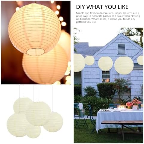 20Pcs Cream Paper Lanterns for Parties, 4” 6” 8” 10” 12” Chinese Asian Hanging Round Paper Lanterns for Birthday Wedding Halloween Christmas Home Decor Party Decor