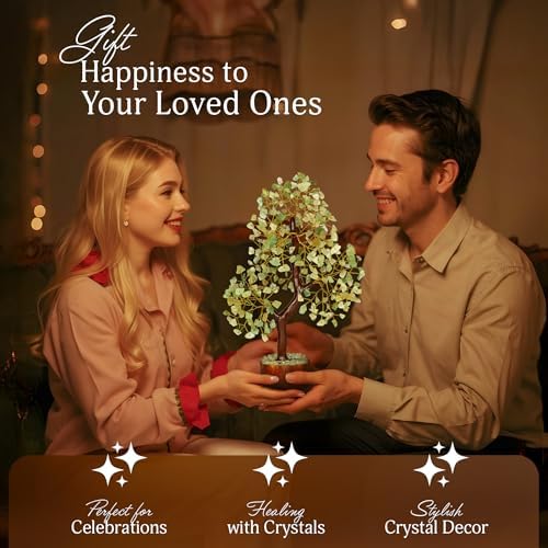 YATSKIA Green Jade Crystal Tree | Crystal Money Tree | Gifts for Mom | Bonsai Tree Decor | Feng Shui Decor | Birthday