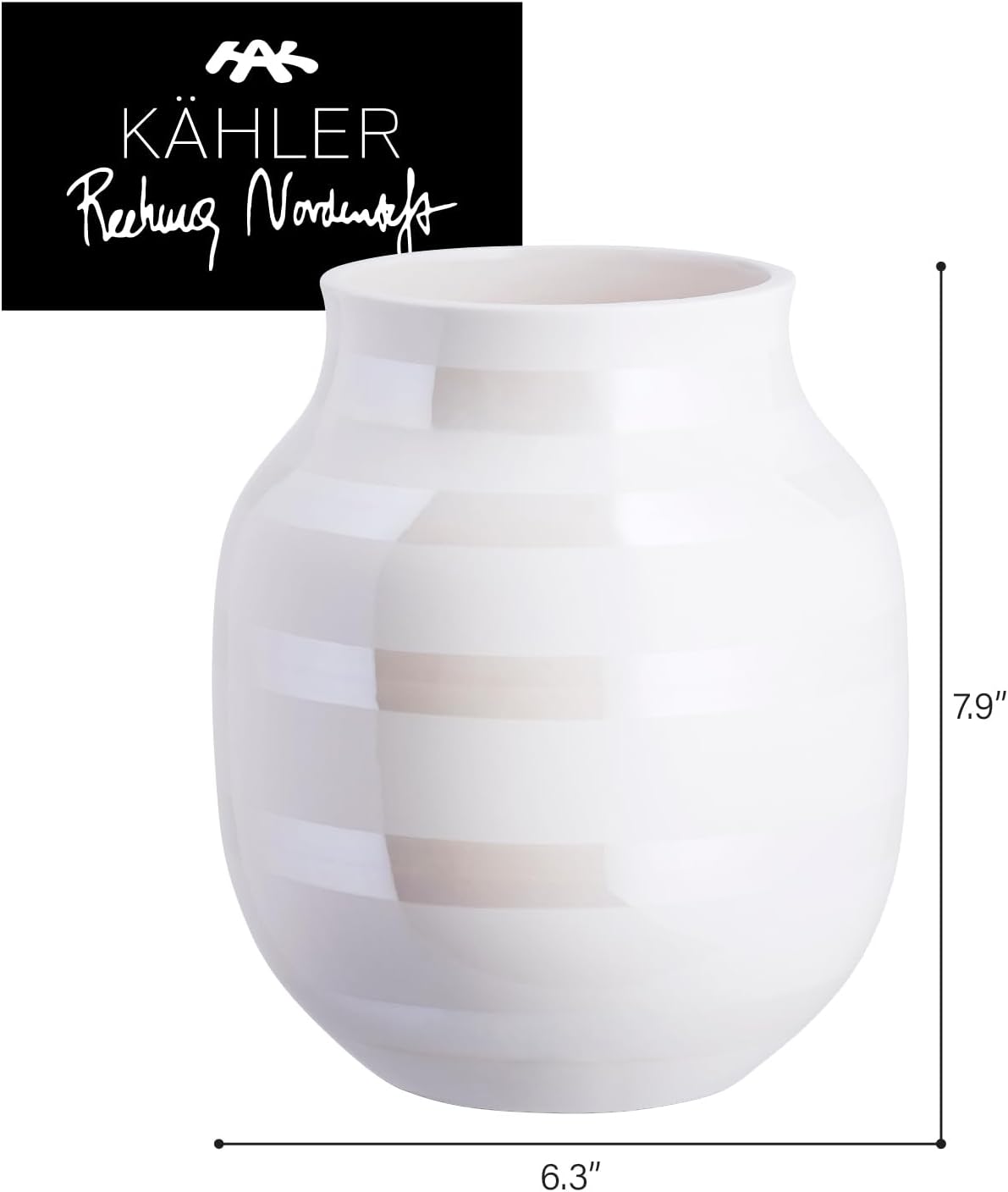 Kahler Omaggio Vase / 20cm / Mother of Pearl / 7.9 Inch