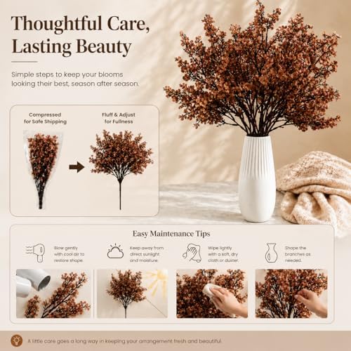 Mandy's 6 Bundles Artificial Brown Baby’s Breath Flowers