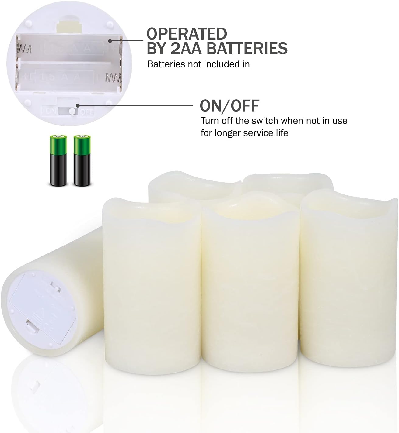 H-BLOSSOM Flickering Flameless Candles Battery Operated Real Wax Pillar Candles LED Candles with 10 Key Remote Control