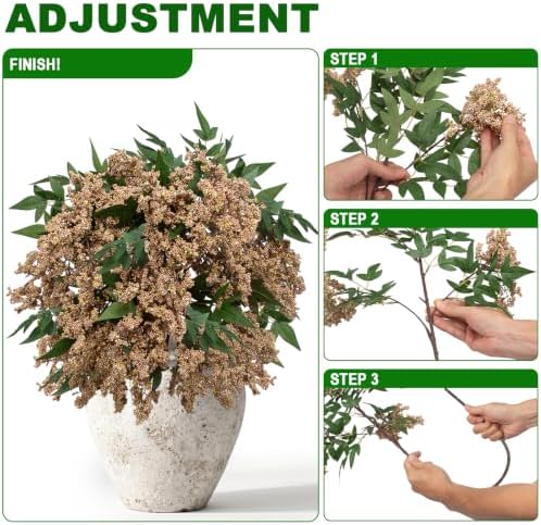 Daynight 4 Pcs Artificial Berry Stem for Vase, 40In Faux Nandina Branches Fall Floral Picks Fake Realistic Berry Spray for Wedding Autumn Farmhouse Home Decor (4, White, 40Inch)