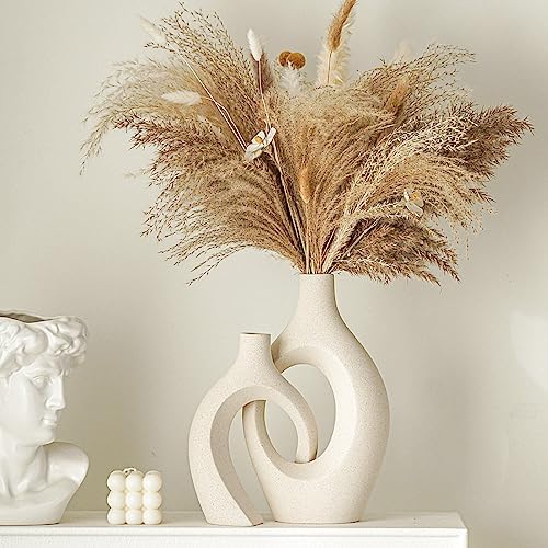 Snuggle Hollow Ceramic Vase / Extra Large Cream White / Set of 2