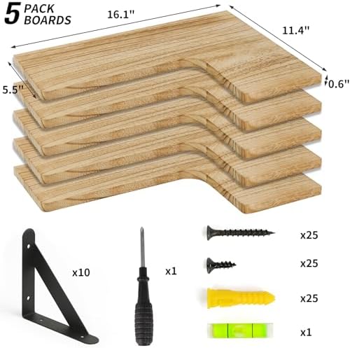 Fixwal Conner Shelves Wall Mounted for Decor, Carbonized Black 5pcs