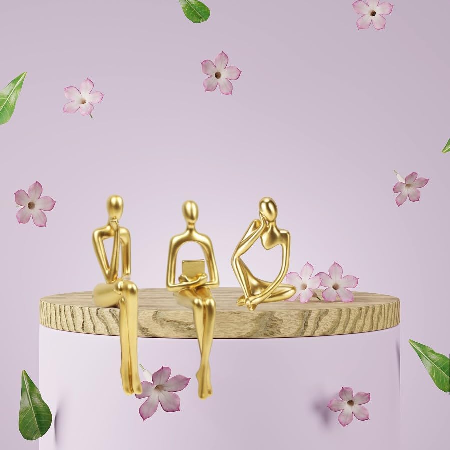 Home Decor Thinker Statue Accents / Gold / Small / Set of 3