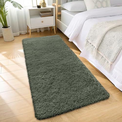 OLANLY 2x8 Machine Washable Runner Rugs for Hallway, Soft Fluffy Shaggy Bedside Rugs for Bedroom, Living Room, Indoor