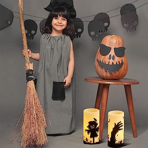 Scarecrow Halloween LED Flameless Pillar Candles with Remote Timer
