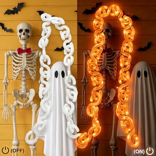 16.4 ft Halloween Chain Lights, Outdoor Orange Halloween Lights