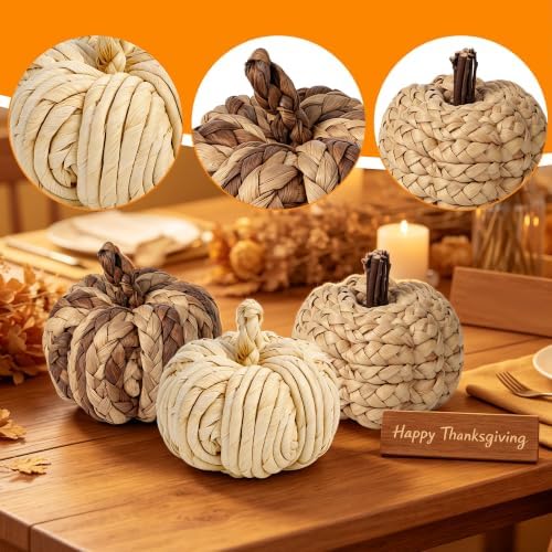 Lulu Home Set of 3 Handwoven Pumpkins Decor