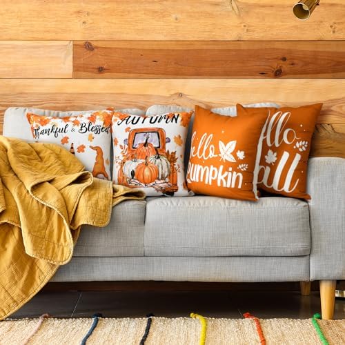 GlikCeil 16 Set Seasonal Pillow Covers 18 x 18 Inch Winter Throw Pillow Covers Winter Gnome Holiday Throw Pillowcase Let It Snow Decorative Cushion Case Sofa for Farmhouse Holiday Home Sofa Decor