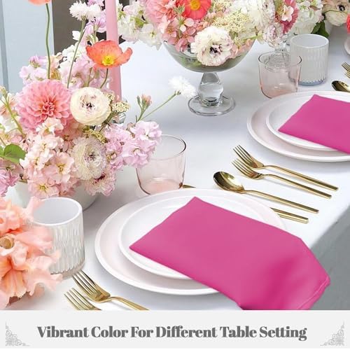 PLOYMONO Fuchsia Cloth Napkins - 8 Pack 17" x 17" Polyester Dinner Napkins