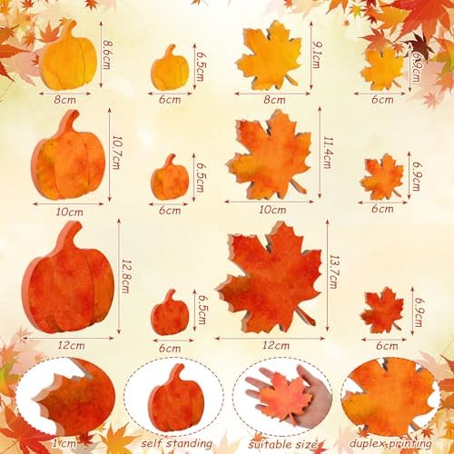 Bencailor 12 Pcs Fall Table Decoration Pumpkin Maple Leaf Tiered Tray Decor