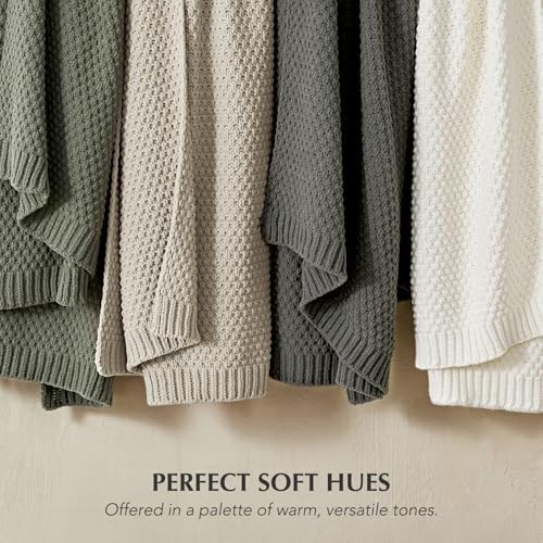 EVERGRACEHOME Chunky Chenille Knit Throw Blanket, 50 x 60, Charcoal Gray