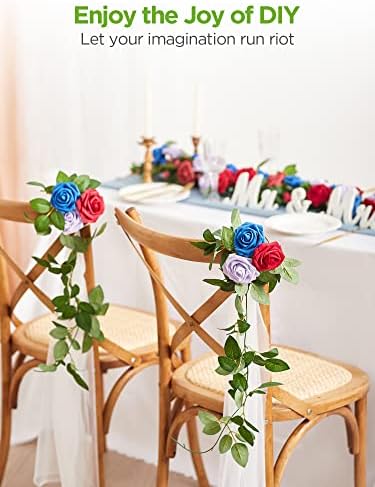 InnoGear Fake Roses 50 Pcs Royal Blue Flowers Artificial Faux Foam Floral