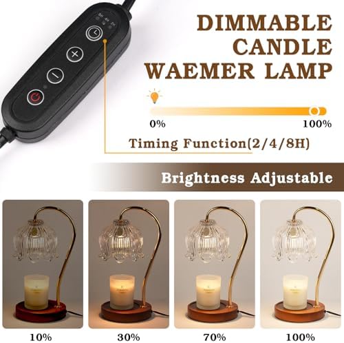 Funistree Flower Candle Warmer Lamp with Timer, Dimmable Candle Lamp Warmer, Christmas Birthday Gifts for Women Mom