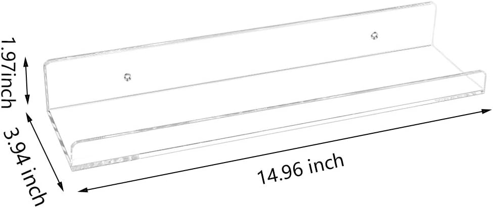 Weiai Clear Acrylic Shelves 15" Floating Wall Mount Ledge Display Bookshelf 6Pack
