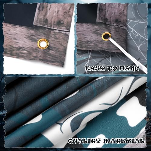 DoubleFill 3 Pcs Halloween Window Door Covers Set Skeleton Ghost Curtain