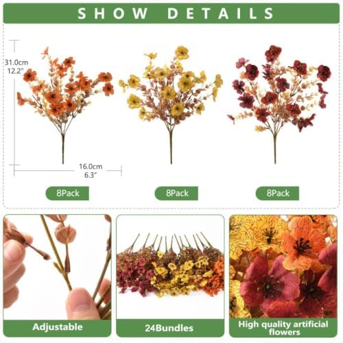 Artificial Fake Fall Plants Flowers for Outdoor Outside Home Decoration