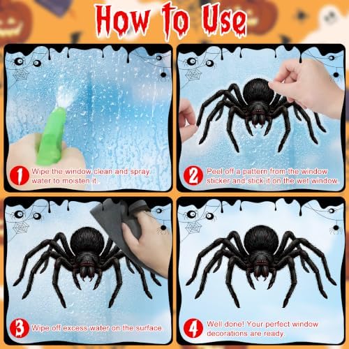 53 PCS Spider Halloween Decorations, Halloween Window Clings for Home Glass