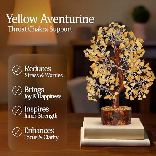 YATSKIA Yellow Aventurine Crystal Tree | Natural Crystal Money Tree | Crystals and Stones | Housewarming Gifts New Home