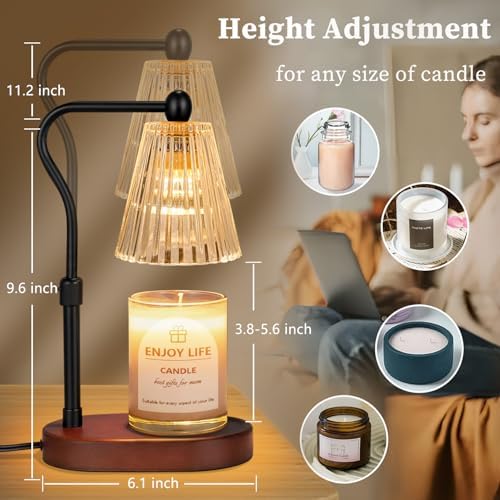 seenlast Candle Warmer Lamp with Timer Dimmer Adjustable Height,Mothers Day Gifts,Electric Wax Warmer Vintage Home