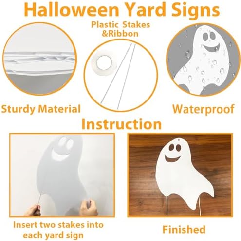 Halloween Yard Decorations, Ghost Lawn Stakes Signs for Outdoor Party Decor