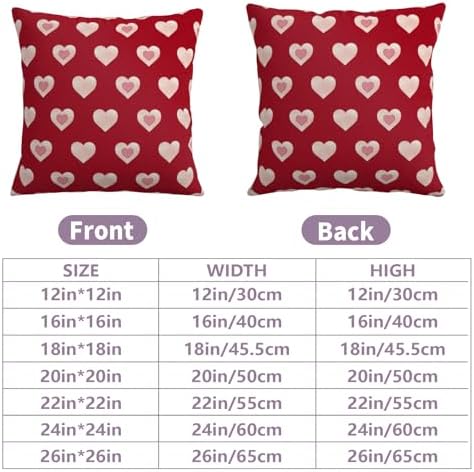 Valentine Day Outdoor Throw Pillow Covers 20x20 Set of 2 Red Pink Heart Pillows Cases Valentines Decorative Cushion Covers for Bed Couch Sofa Living Room