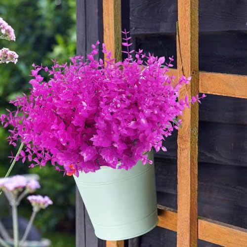 RECUTMS 8Pc Artificial Faux Plant Outdoor Spring Pure Eucalyptus Decoration