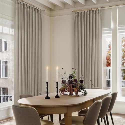 TWODRAPES Burlywood Birch Taupe Pinch Pleated Linen W60xL102 Inch Curtains