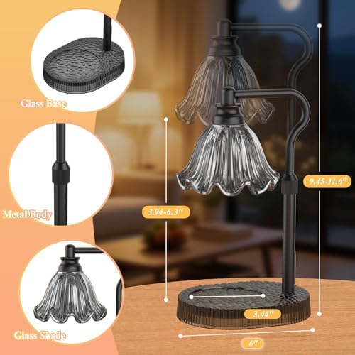 Flower Candle Warmer Lamp with Timer & 4-Level Dimmer, Adjustable Height