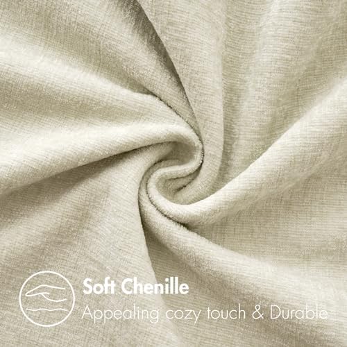 MIULEE Soft Chenille Throw Pillow Covers Cream 20x20 Inch Pack of 2