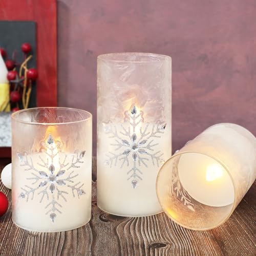 Crystal Club Christmas Flameless Candles, Battery Powered LED Candles