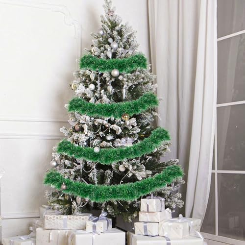 50ft Christmas Garland,Greenery Artificial Pine Twisted Hanging Garland Holiday Decor for Stairs Mantle Fireplace Home Party Holiday Christmas Decoration Indoor Outdoor Decor