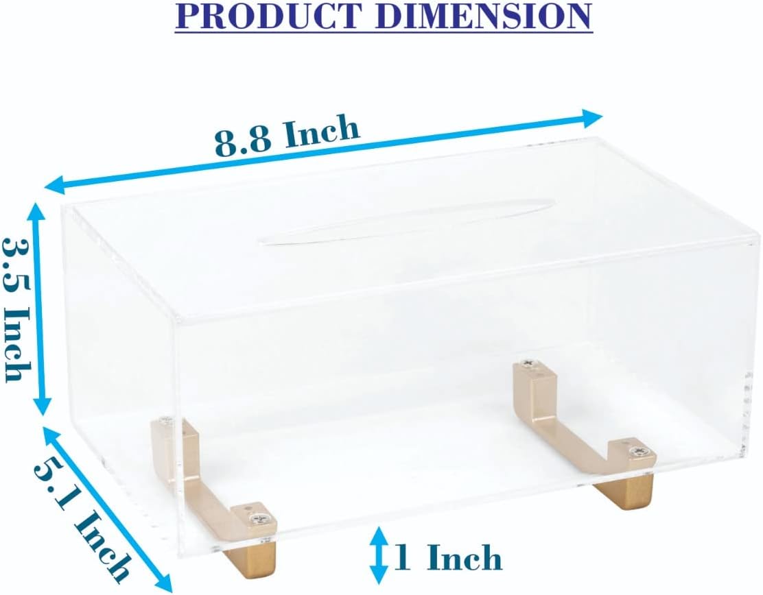 Thick Acrylic Tissue Box Holder Rectangular Tissue Box Dispenser / Rectangle / Clear