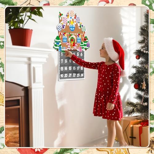 Watersay Christmas Felt Countdown Advent Calendar Wall Decor with 24 Pocket