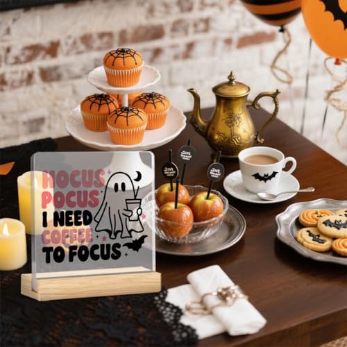 Cute Hocus Pocus Decor Halloween Ghost Coffee Acrylic Sign