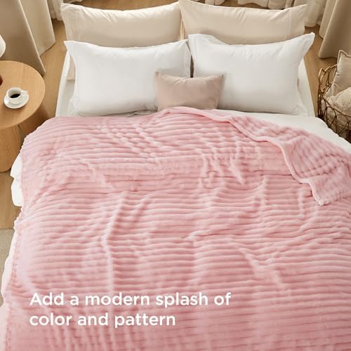 Bedsure Soft Queen Size Blanket for Bed Coral Pink 90"x90"