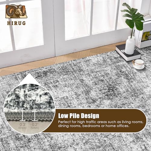 Washable Area Rug 5' x 7' Vintage Traditional Persian Mat - Foldable Distressed Non-Slip Machine Washable Carpet for